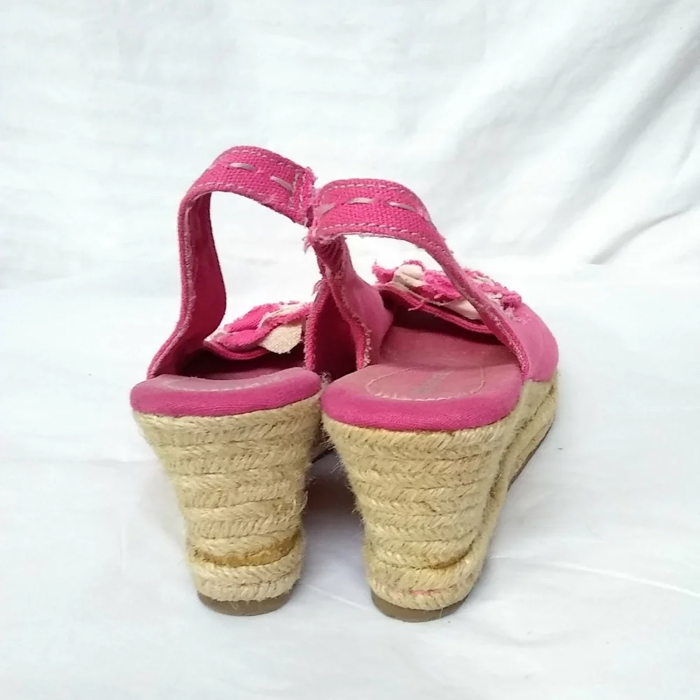 Naturalizer Sandal Shoes Pink Cloth Woven Wedge 3